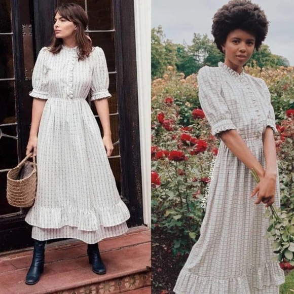 RARE Christy dawn linden lotus gingham maxi organic cotton dress small - Picture 15 of 15